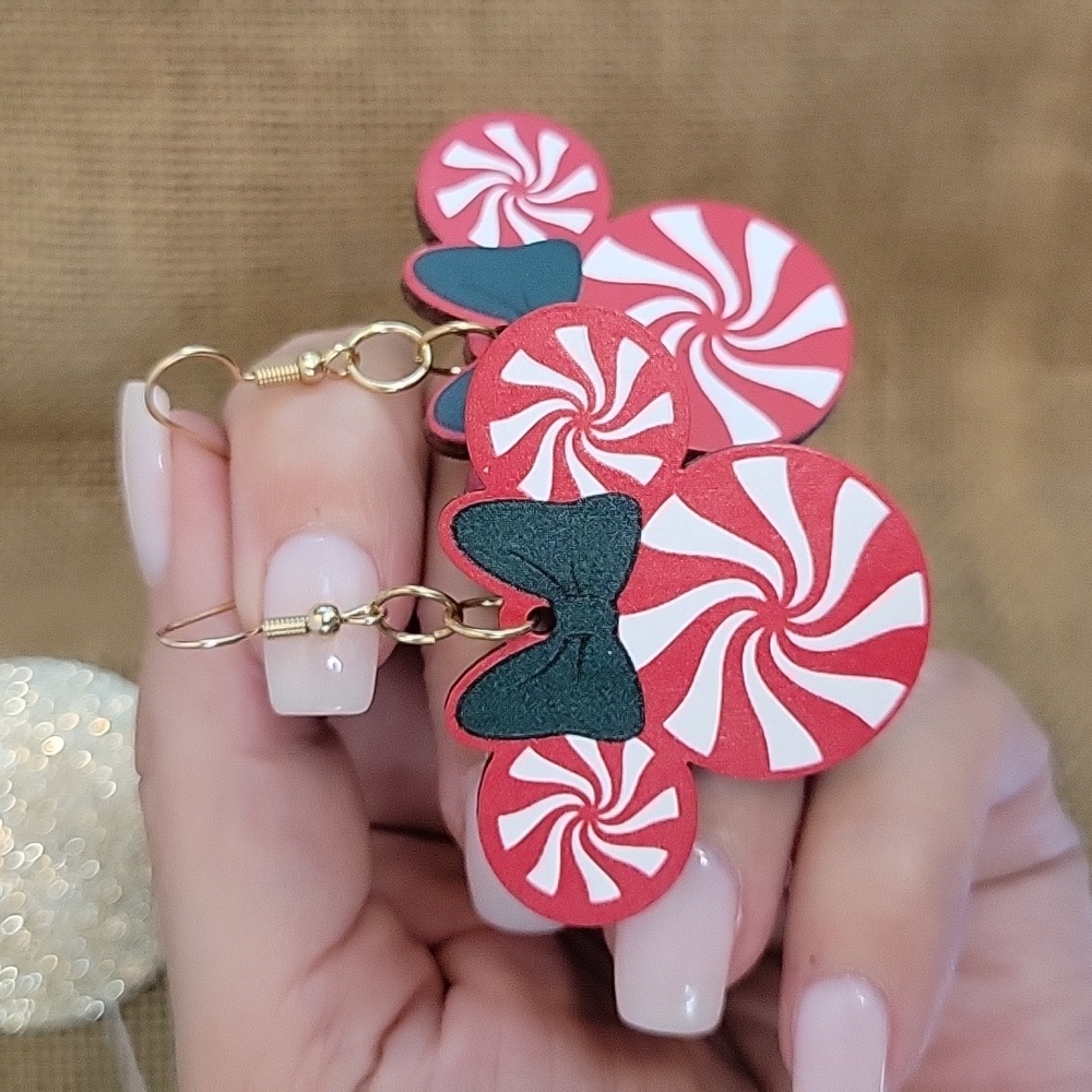 MINNIE PEPPERMINT HOLIDAY EARRINGS